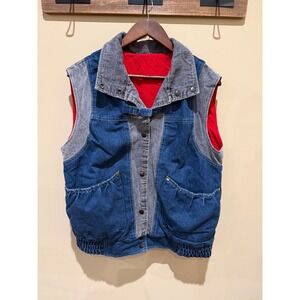 IZZI Vintage Denim Reversible Vest Size Small